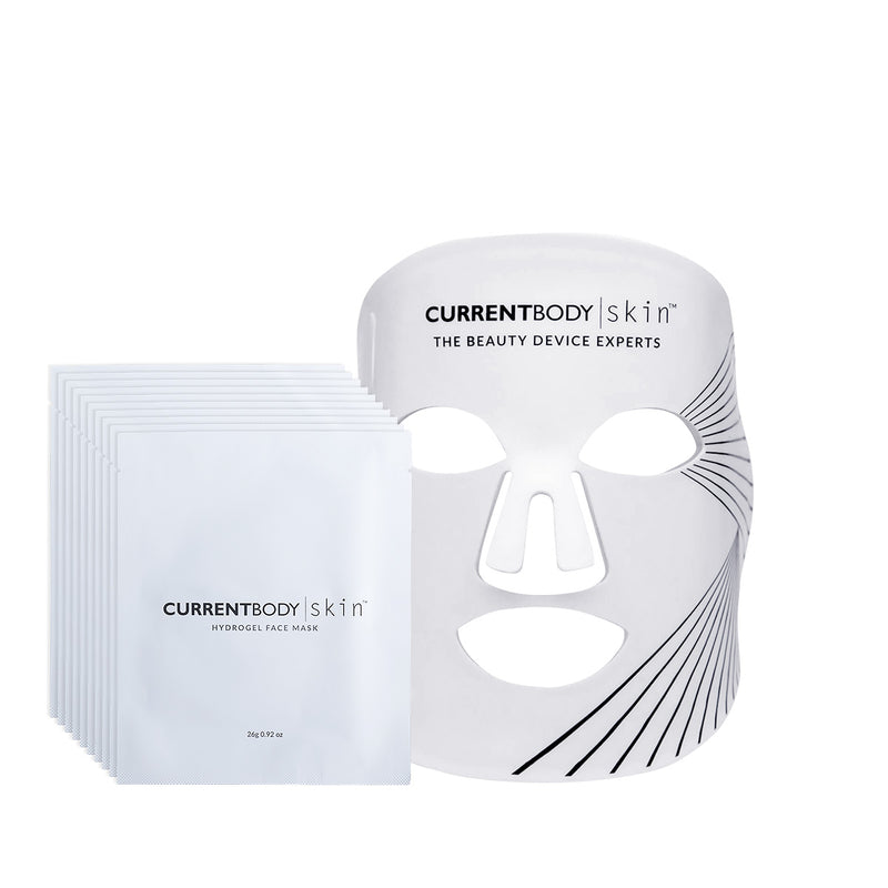 CurrentBody Skin LED Light Therapy Mask +  Hydrogel Mask (10 Pack)